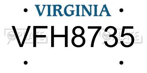 VFH8735 Virginia License Plate