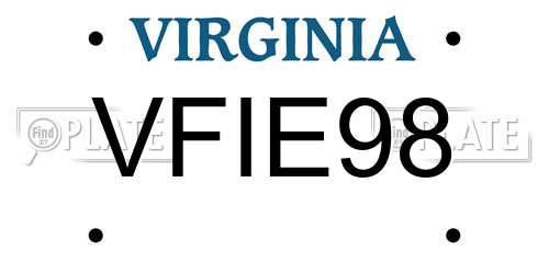 VFIE98 Virginia License Plate