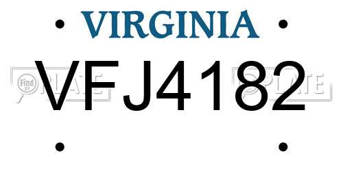 VFJ4182 Virginia License Plate