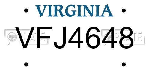 VFJ4648 Virginia License Plate