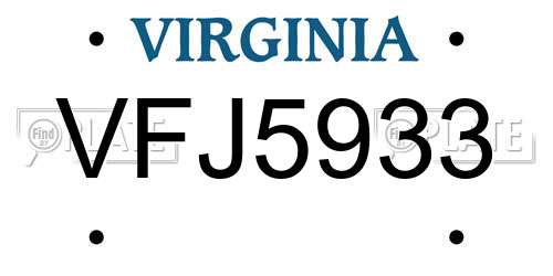 VFJ5933 Virginia License Plate