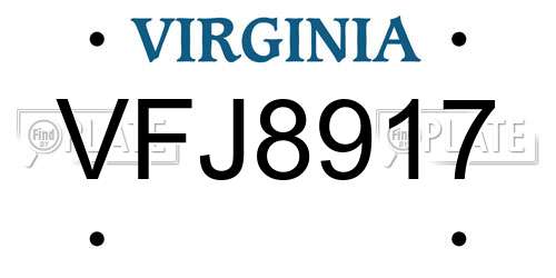 VFJ8917 Virginia License Plate