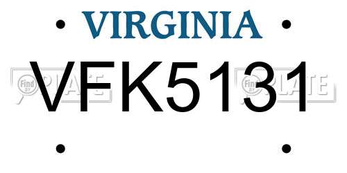 VFK5131 Virginia License Plate