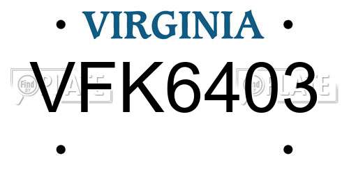 VFK6403 Virginia License Plate
