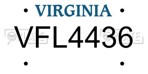 VFL4436 Virginia License Plate