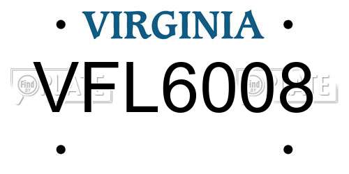 VFL6008 Virginia License Plate