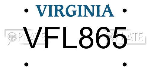 VFL865 Virginia License Plate