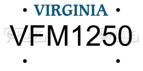 VFM1250 Virginia License Plate