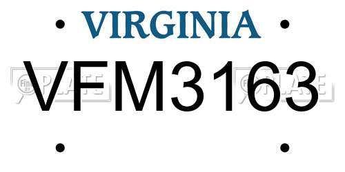 VFM3163 Virginia License Plate