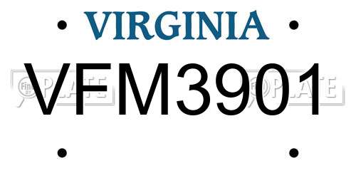 VFM3901 Virginia License Plate