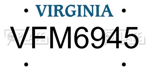 VFM6945 Virginia License Plate