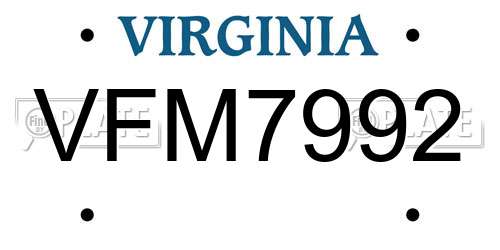 VFM7992 Virginia License Plate