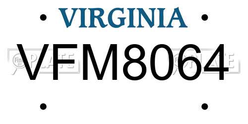 VFM8064 Virginia License Plate