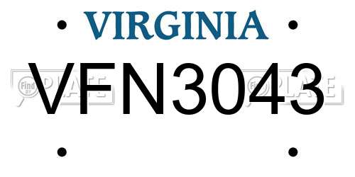 VFN3043 Virginia License Plate