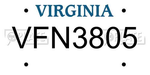 VFN3805 Virginia License Plate