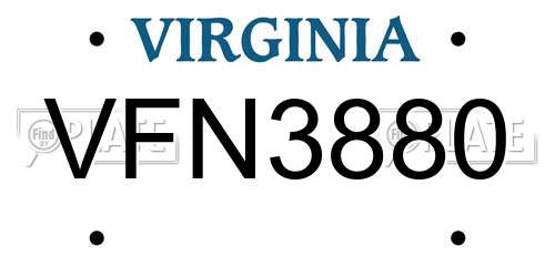 VFN3880 Virginia License Plate