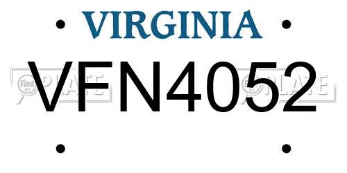 VFN4052 Virginia License Plate