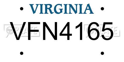 VFN4165 Virginia License Plate