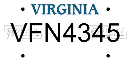 VFN4345 Virginia License Plate
