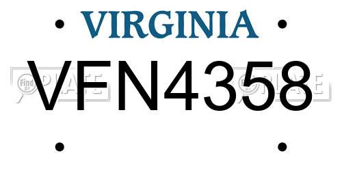 VFN4358 Virginia License Plate