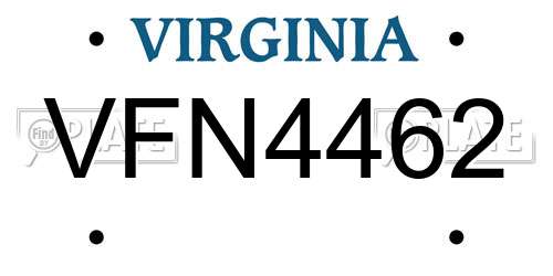 VFN4462 Virginia License Plate