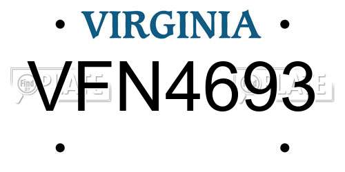 VFN4693 Virginia License Plate