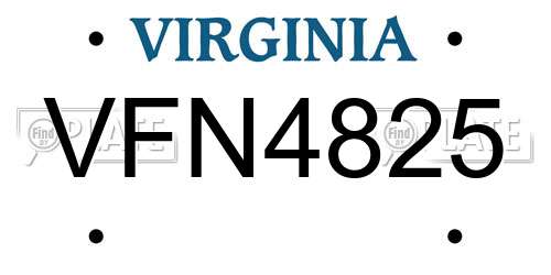 VFN4825 Virginia License Plate