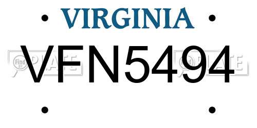 VFN5494 Virginia License Plate