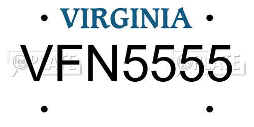 VFN5555 Virginia License Plate