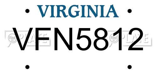VFN5812 Virginia License Plate