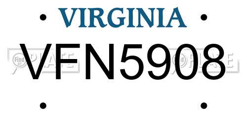 VFN5908 Virginia License Plate