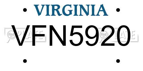 VFN5920 Virginia License Plate