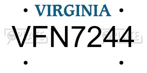 VFN7244 Virginia License Plate