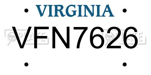 VFN7626 Virginia License Plate