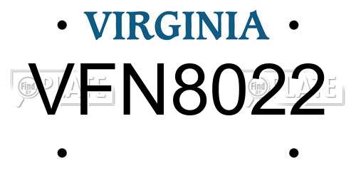 VFN8022 Virginia License Plate