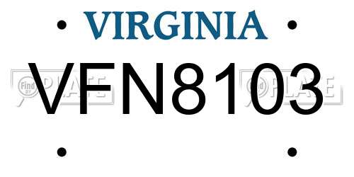 VFN8103 Virginia License Plate