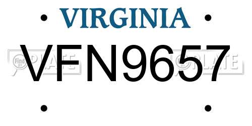 VFN9657 Virginia License Plate
