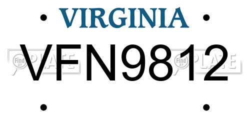 VFN9812 Virginia License Plate