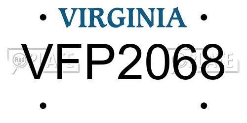 VFP2068 Virginia License Plate