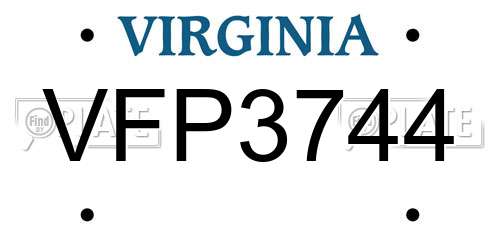 VFP3744 Virginia License Plate