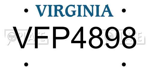 VFP4898 Virginia License Plate