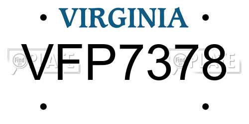 VFP7378 Virginia License Plate