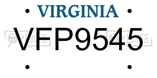 VFP9545 Virginia License Plate