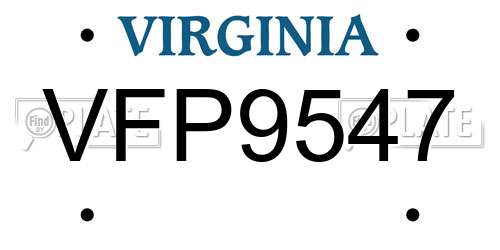 VFP9547 Virginia License Plate