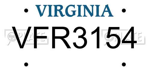 VFR3154 Virginia License Plate