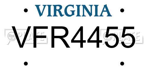 VFR4455 Virginia License Plate