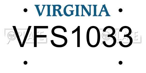 VFS1033 Virginia License Plate