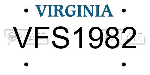 VFS1982 Virginia License Plate