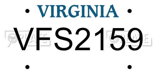 VFS2159 Virginia License Plate
