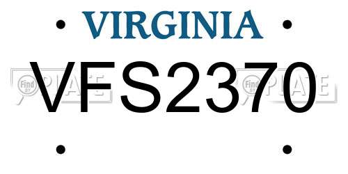 VFS2370 Virginia License Plate